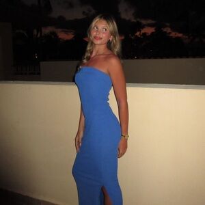 Source Unknown Strapless Cobalt Blue Bodycon Dress